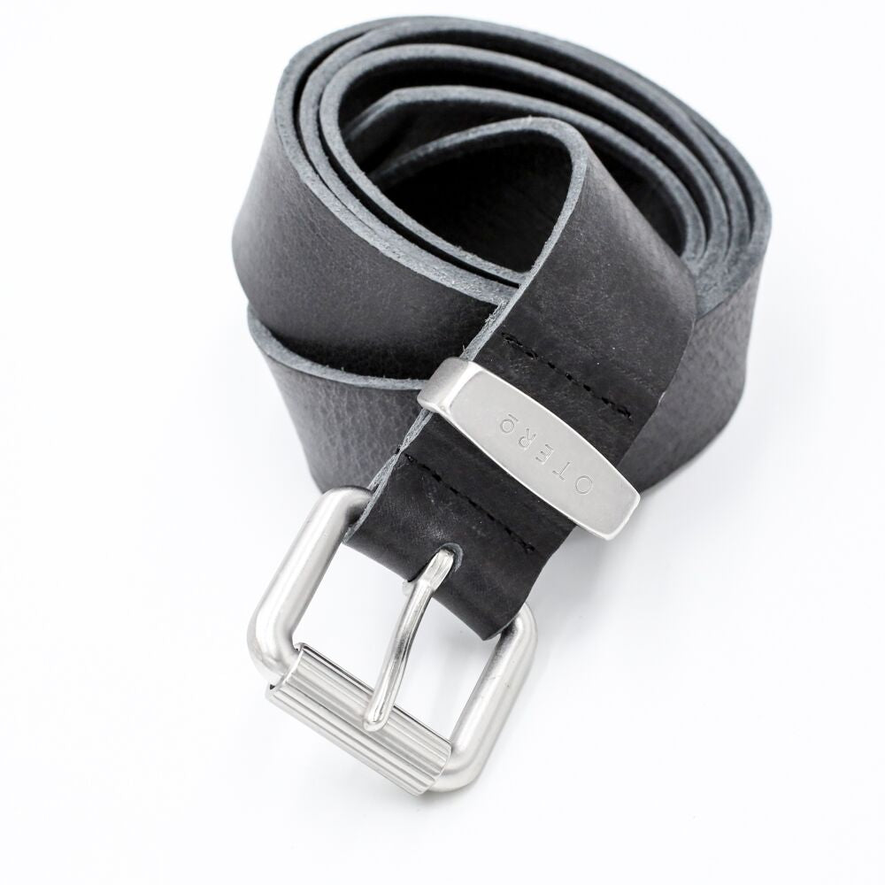 otero menswear classic black leather belt