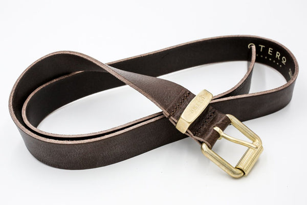 otero menswear gold loop and buckle classic leather belt