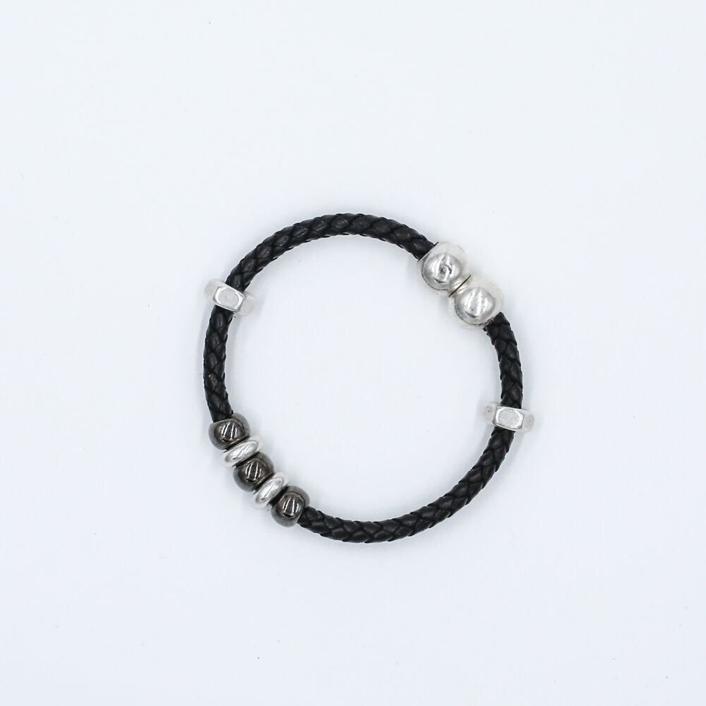black braided leather bracelet