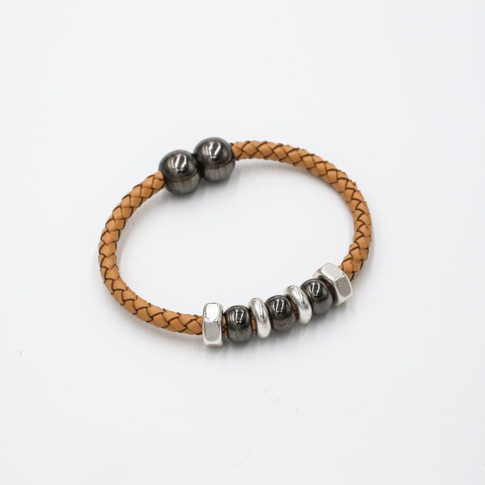 neutral braided leather bracelet